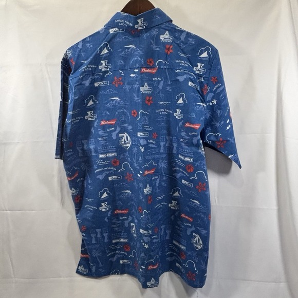 Island Traditions of Hawaii Men's Hawaiian Shirt Bud Light Diamond Head Hook HTF - Picture 2 of 5